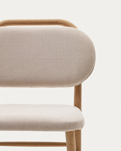 Helda Stuhl aus beiger Chenille und massivem Eichenholz FSC Mix Credit - ZEN ZONE Furniture