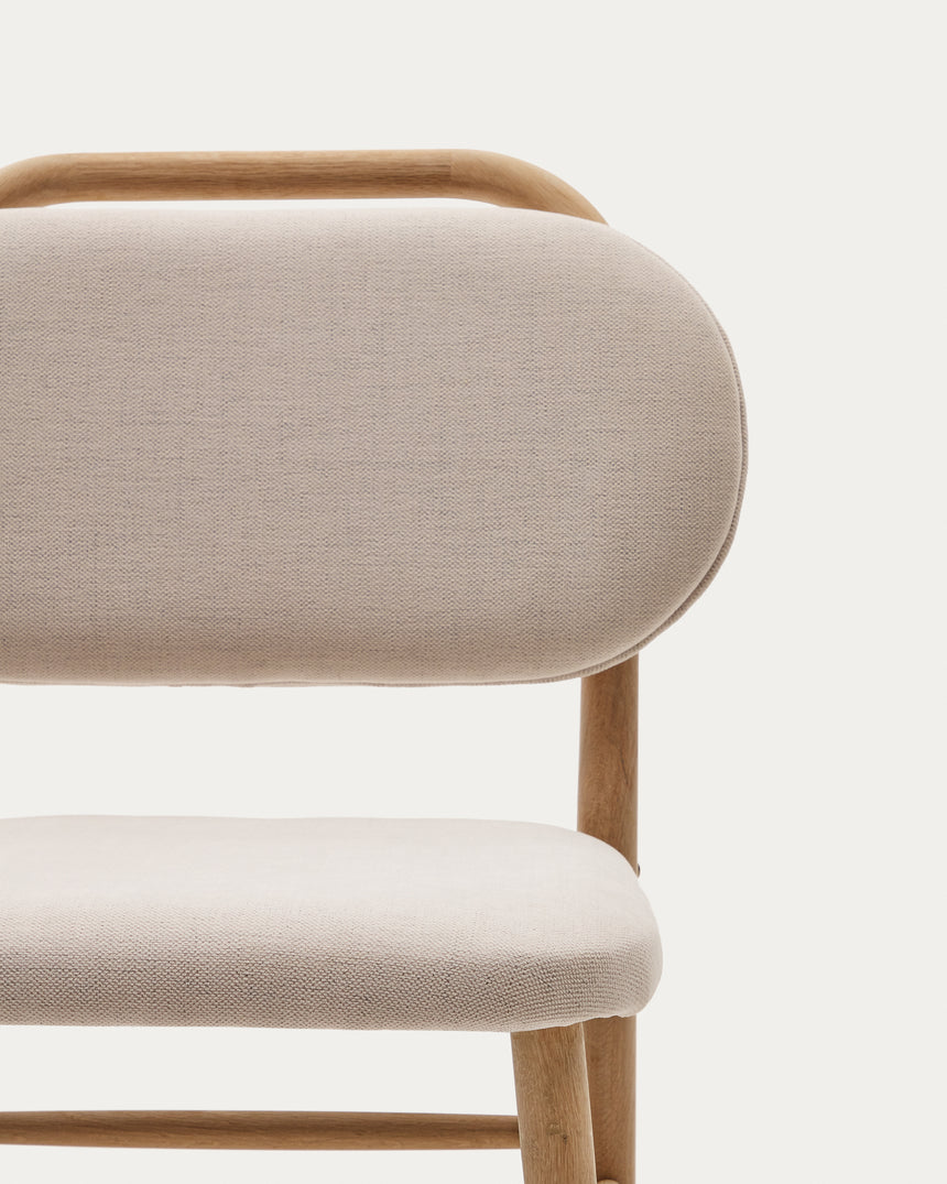 Helda Stuhl aus beiger Chenille und massivem Eichenholz FSC Mix Credit - ZEN ZONE Furniture