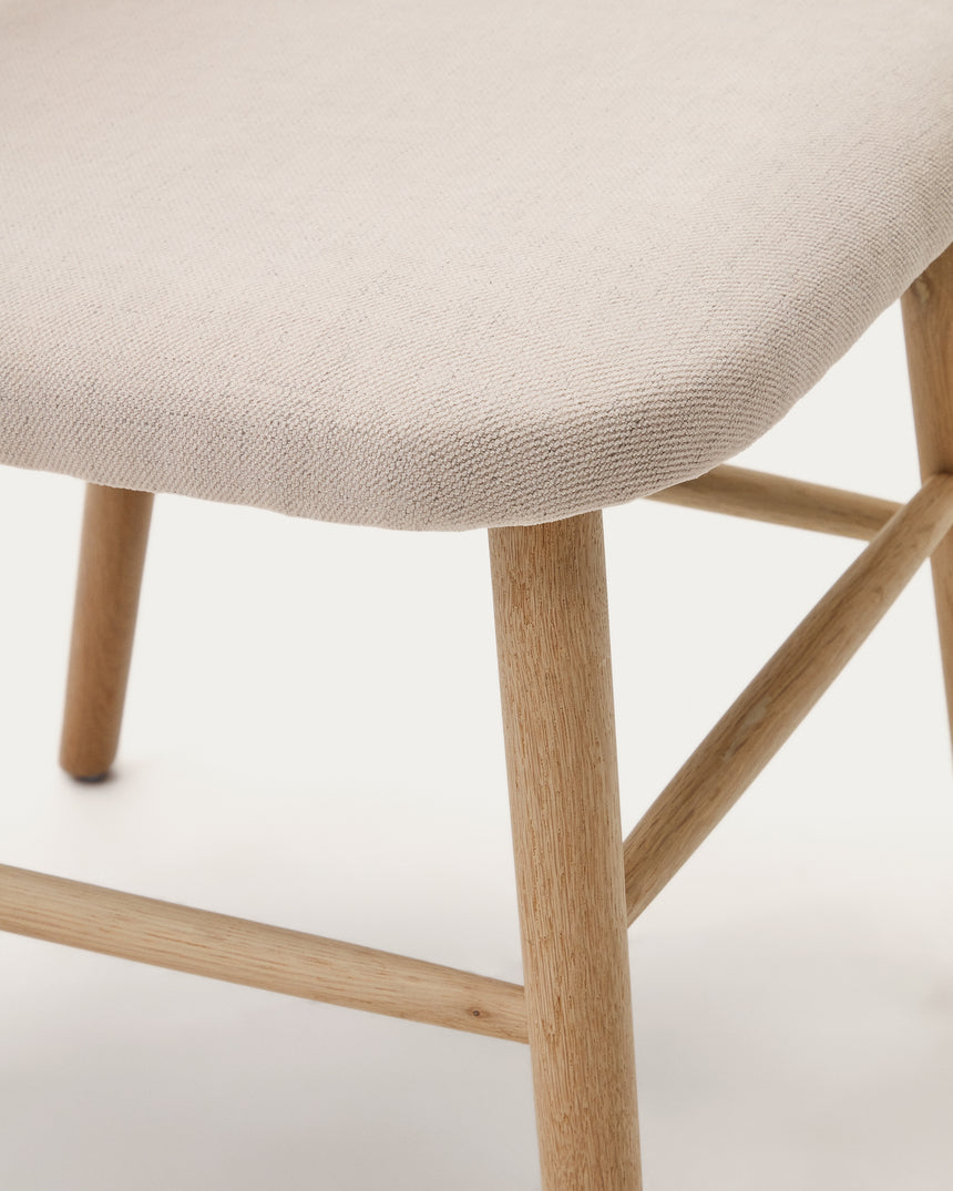 Helda Stuhl aus beiger Chenille und massivem Eichenholz FSC Mix Credit - ZEN ZONE Furniture