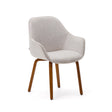 Aleli Stuhl mit Chenille in Beige Beine aus massivem Eschenholz mit Nussholz-Finish - ZEN ZONE Furniture