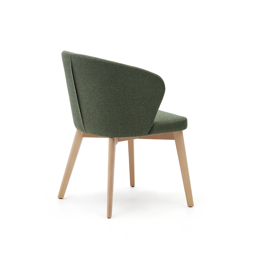 Darice Stuhl aus grüner Chenille und massivem Buchenholz 100% FSC mit naturfarbenem Finish - ZEN ZONE Furniture