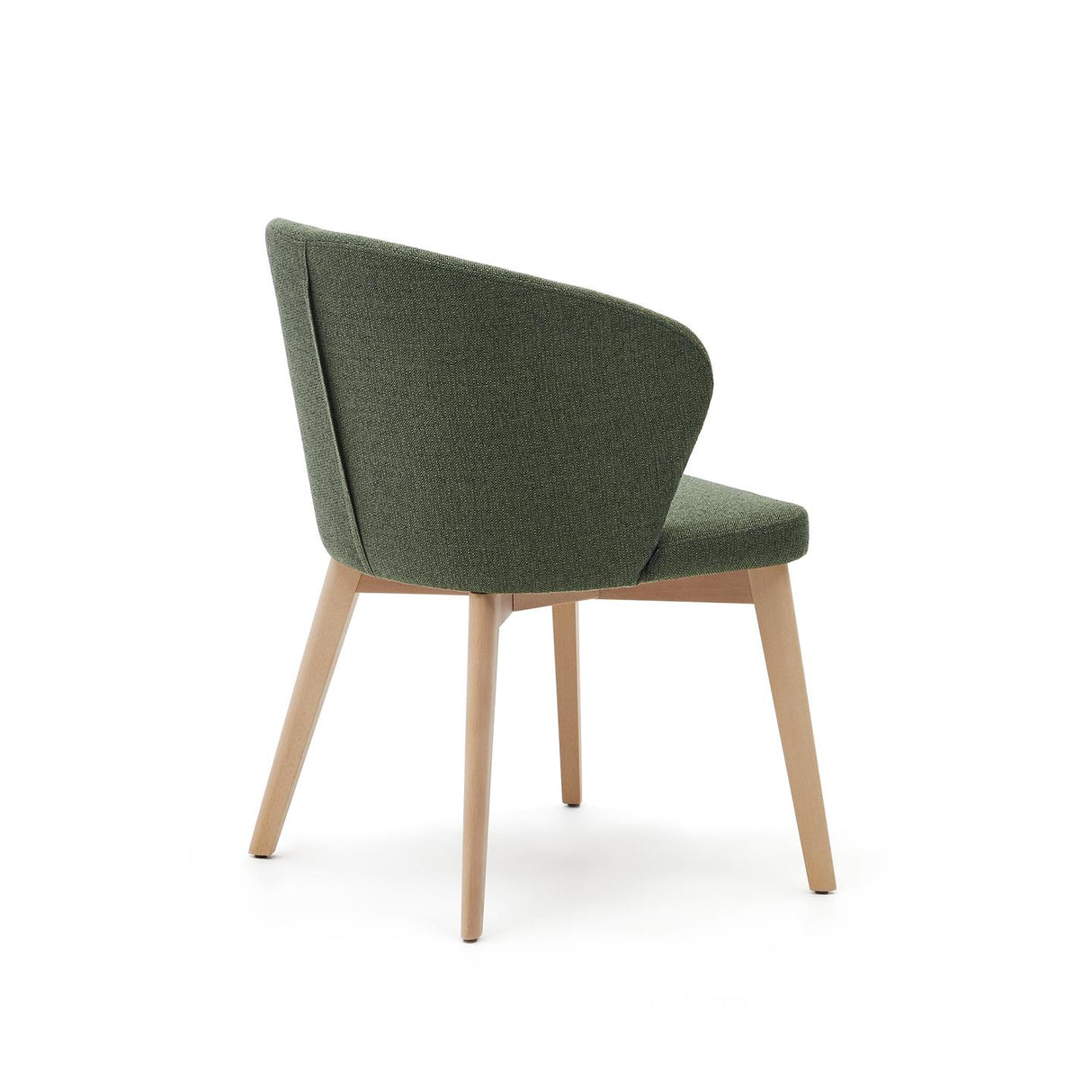 Darice Stuhl aus grüner Chenille und massivem Buchenholz 100% FSC mit naturfarbenem Finish - ZEN ZONE