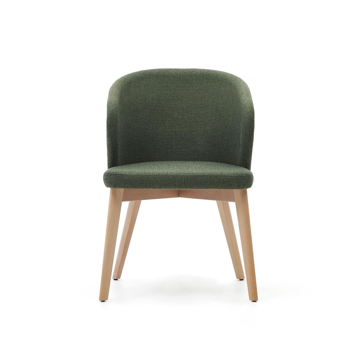 Darice Stuhl aus grüner Chenille und massivem Buchenholz 100% FSC mit naturfarbenem Finish - ZEN ZONE