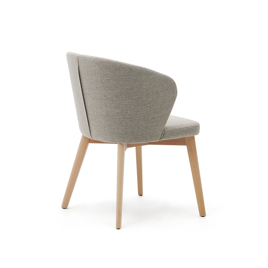Darice Stuhl aus brauner Chenille und massivem Buchenholz 100% FSC mit naturfarbenem Finis - ZEN ZONE Furniture