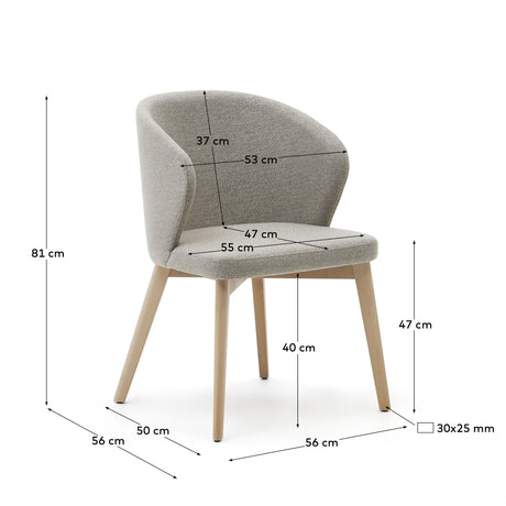Darice Stuhl aus brauner Chenille und massivem Buchenholz 100% FSC mit naturfarbenem Finis - ZEN ZONE Furniture