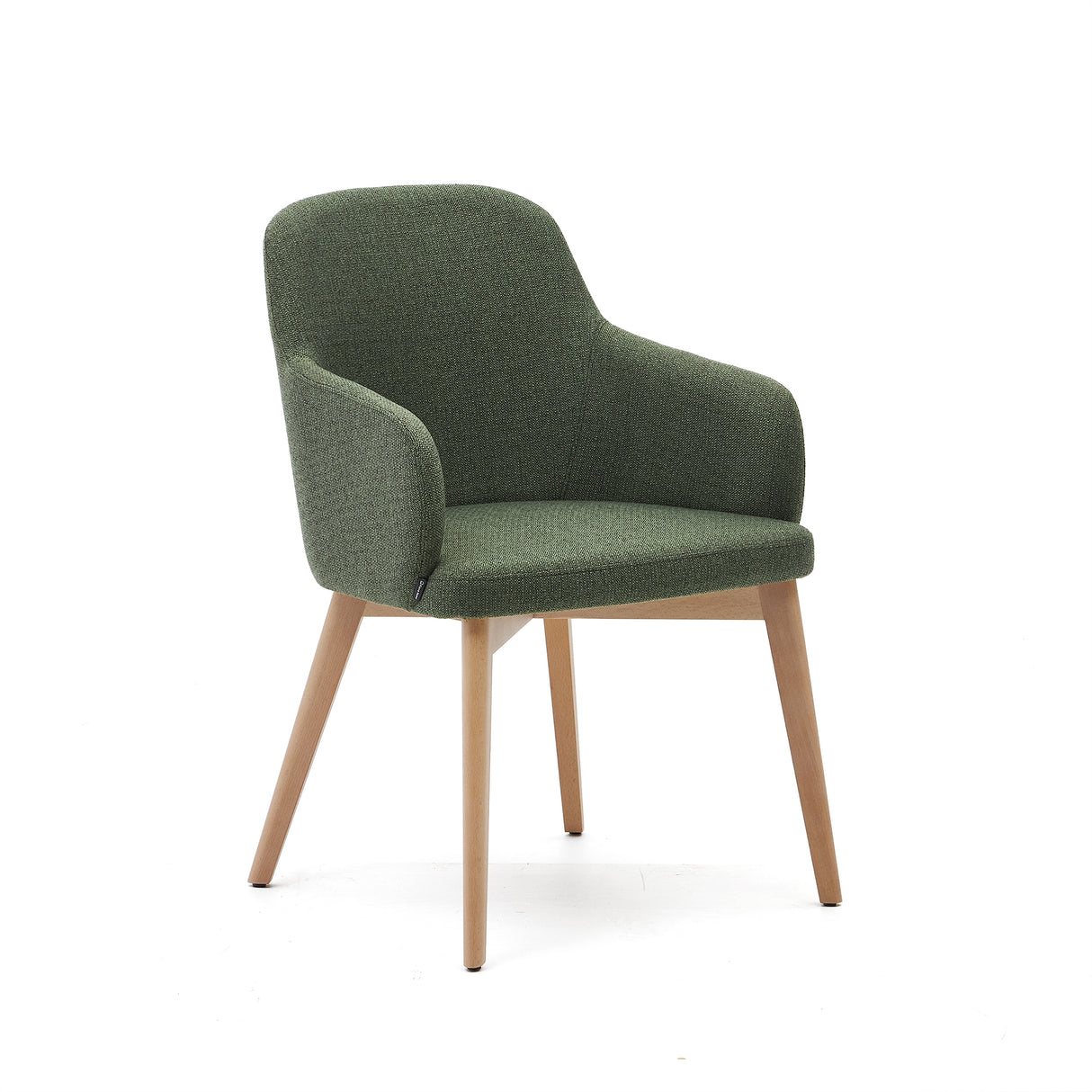 Nelida Stuhl aus grüner Chenille und massivem Buchenholz mit naturfarbenem Finish FSC 100% - ZEN ZONE Furniture