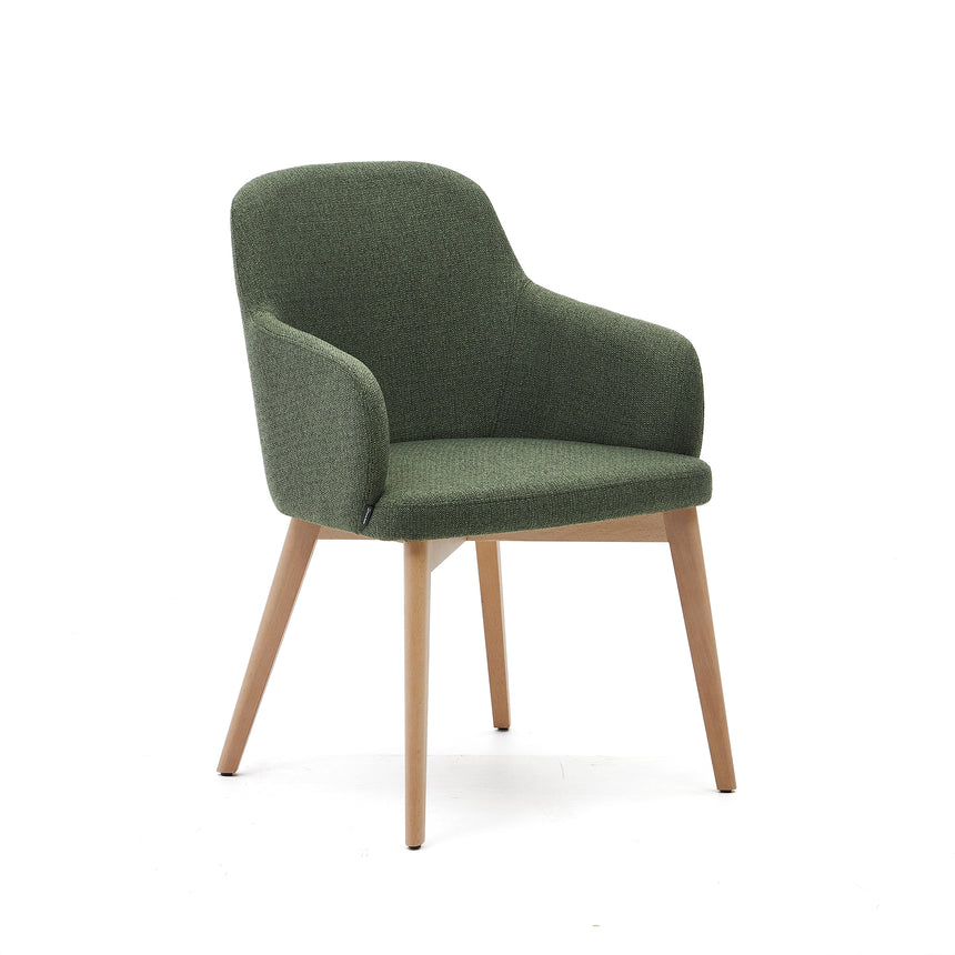 Nelida Stuhl aus grüner Chenille und massivem Buchenholz mit naturfarbenem Finish FSC 100% - ZEN ZONE Furniture