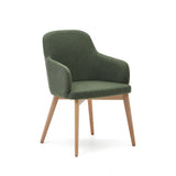Nelida Stuhl aus grüner Chenille und massivem Buchenholz mit naturfarbenem Finish FSC 100% - ZEN ZONE Furniture
