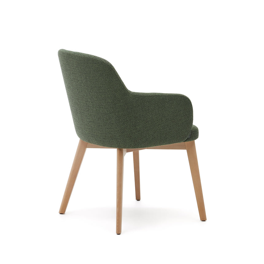 Nelida Stuhl aus grüner Chenille und massivem Buchenholz mit naturfarbenem Finish FSC 100% - ZEN ZONE Furniture