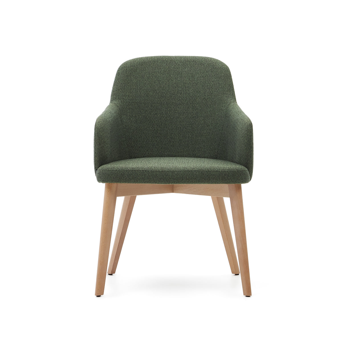 Nelida Stuhl aus grüner Chenille und massivem Buchenholz mit naturfarbenem Finish FSC 100% - ZEN ZONE Furniture