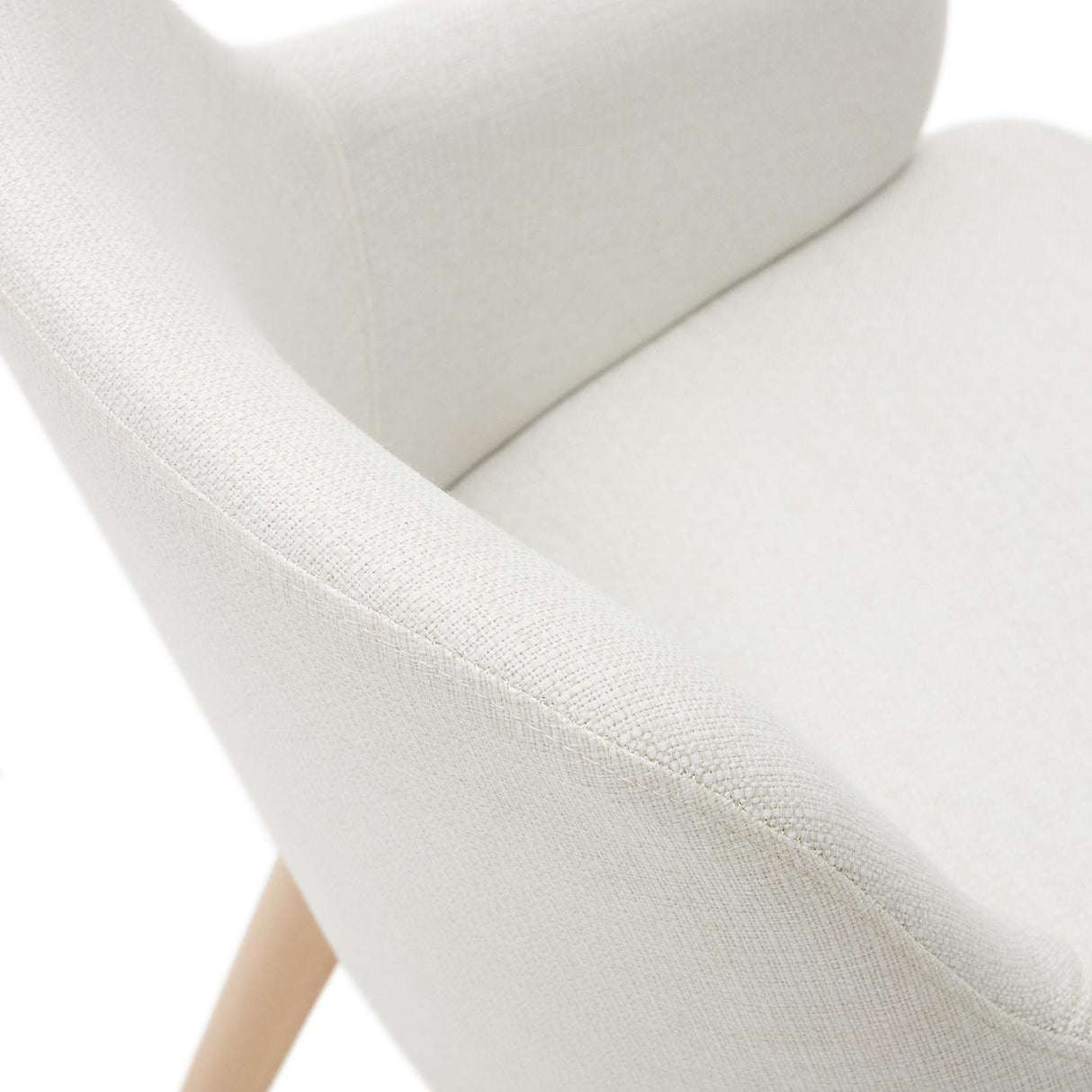 Nelida Stuhl aus beigefarbener Chenille und massivem Buchenholz 100% FSC mit naturfarbenem - ZEN ZONE