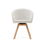 Marvin Drehstuhl mit beiger Chenille Beinen aus massiver Buche mit natürlichem Finish - ZEN ZONE Furniture