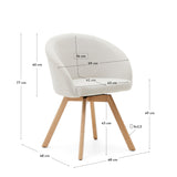 Marvin Drehstuhl mit beiger Chenille Beinen aus massiver Buche mit natürlichem Finish - ZEN ZONE Furniture