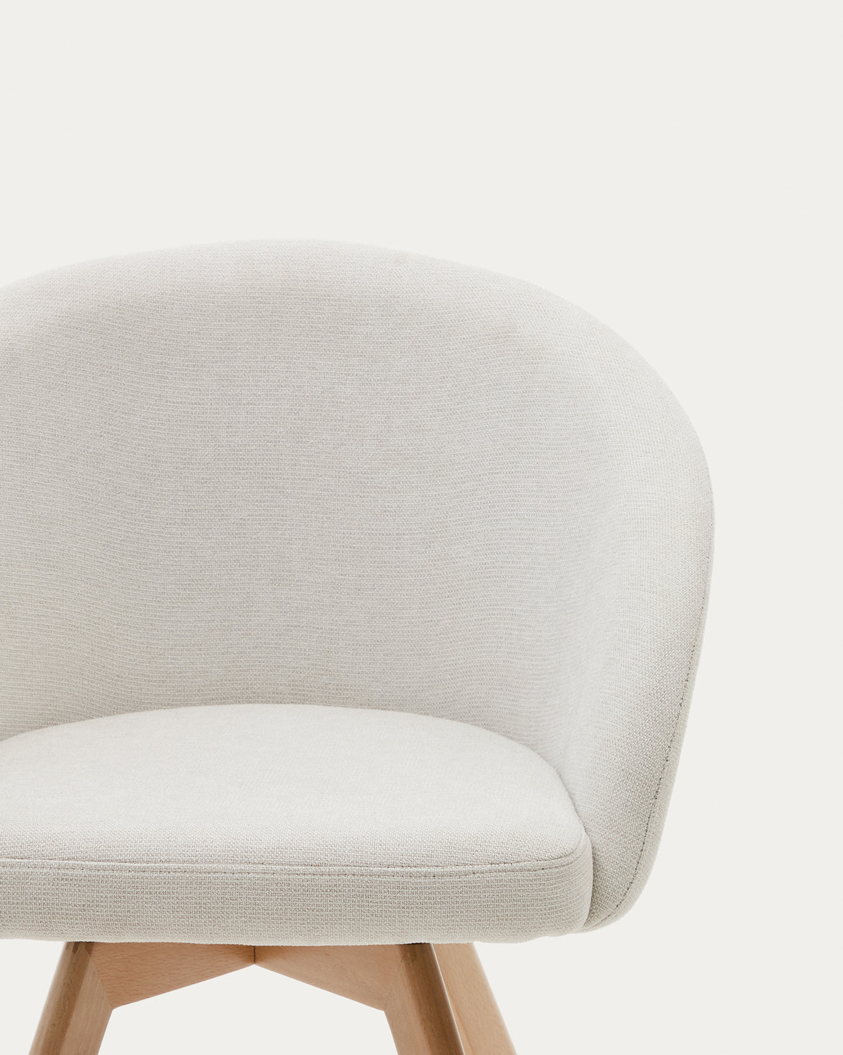 Marvin Drehstuhl mit beiger Chenille Beinen aus massiver Buche mit natürlichem Finish - ZEN ZONE Furniture