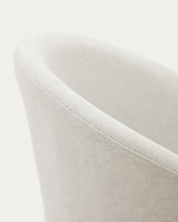 Marvin Drehstuhl mit beiger Chenille Beinen aus massiver Buche mit natürlichem Finish - ZEN ZONE Furniture
