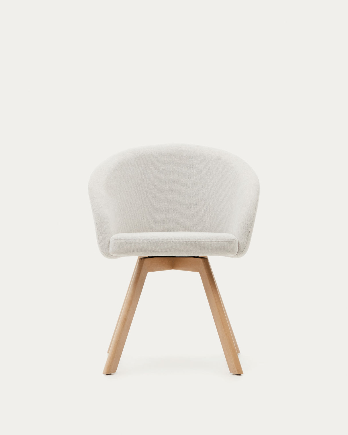 Marvin Drehstuhl mit beiger Chenille Beinen aus massiver Buche mit natürlichem Finish - ZEN ZONE Furniture
