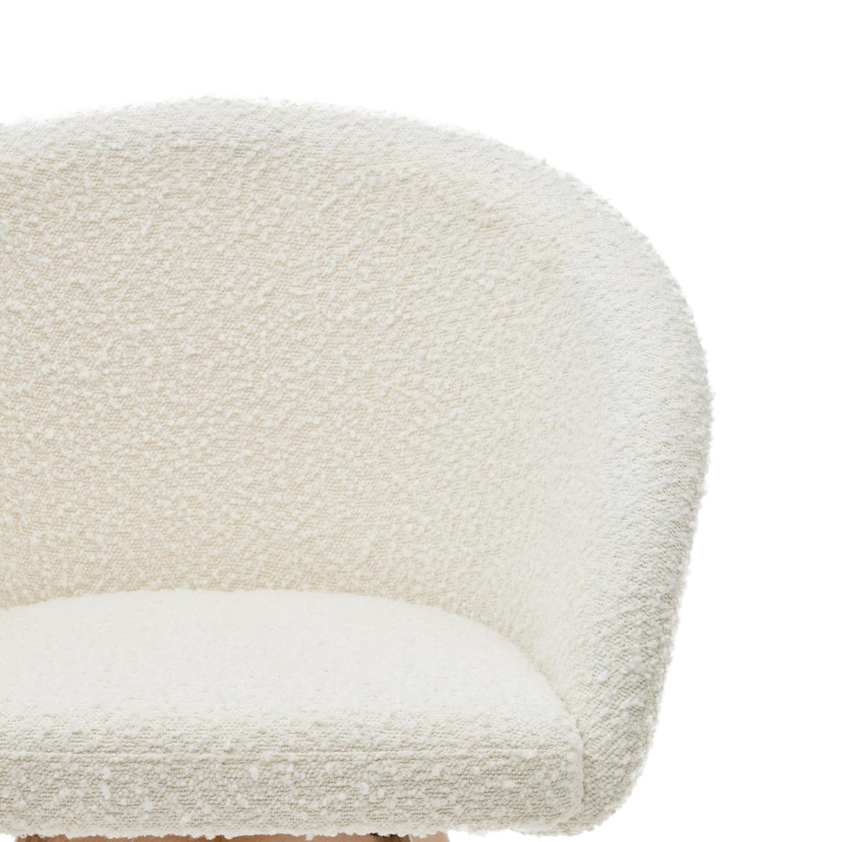 Marvin Drehstuhl mit Bouclé-Polsterung in Weiß Beine massive Buche mit natürlichem Finish - ZEN ZONE