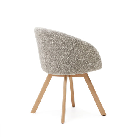 Marvin Drehstuhl mit Bouclé-Polsterung in Grau Beine massive Buche mit natürlichem Finish - ZEN ZONE Furniture