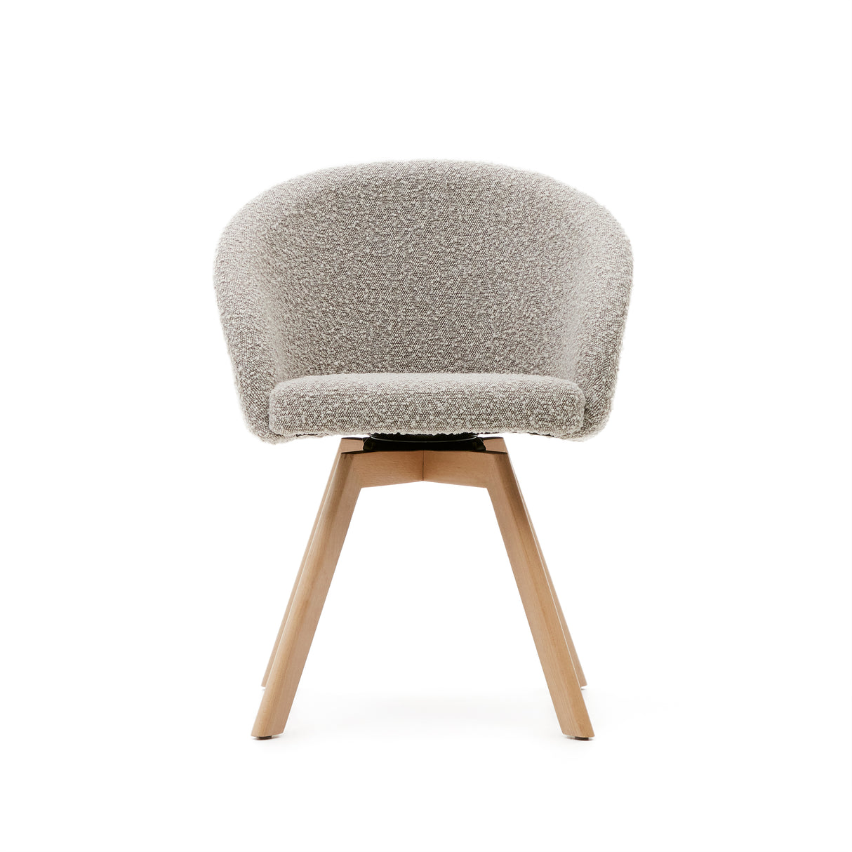 Marvin Drehstuhl mit Bouclé-Polsterung in Grau Beine massive Buche mit natürlichem Finish - ZEN ZONE Furniture