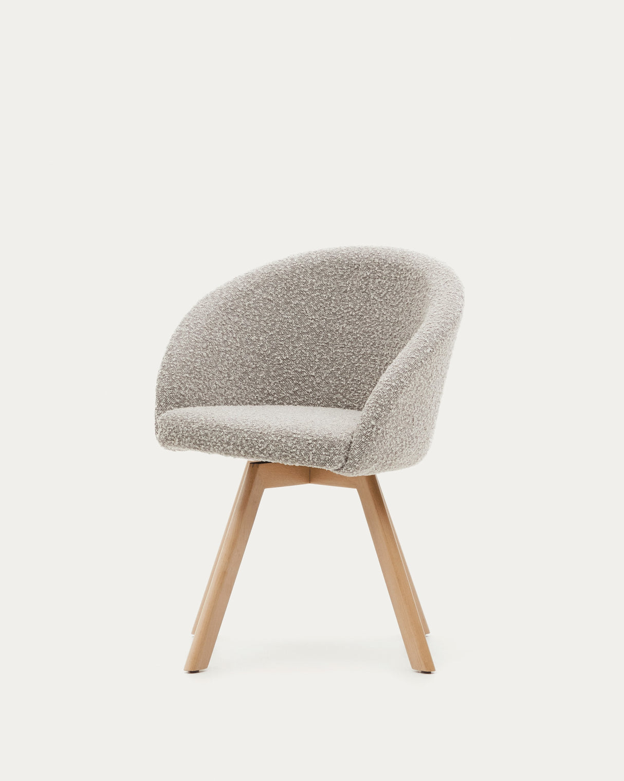 Marvin Drehstuhl mit Bouclé-Polsterung in Grau Beine massive Buche mit natürlichem Finish - ZEN ZONE Furniture