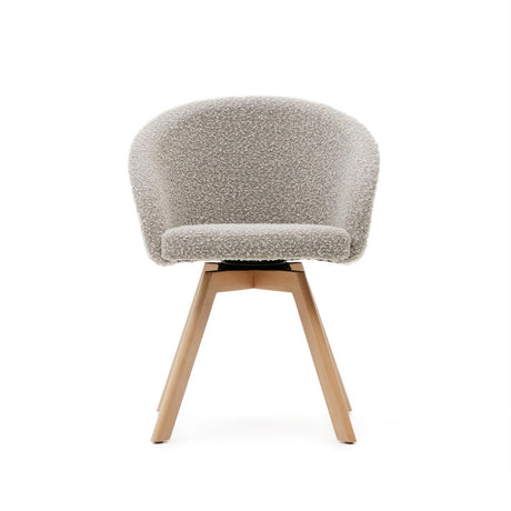 Marvin Drehstuhl mit Bouclé-Polsterung in Grau Beine massive Buche mit natürlichem Finish - ZEN ZONE