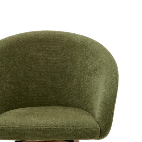 Marvin Drehstuhl mit grüner Chenille Beine aus massiver Buche mit Nussholzfinish - ZEN ZONE