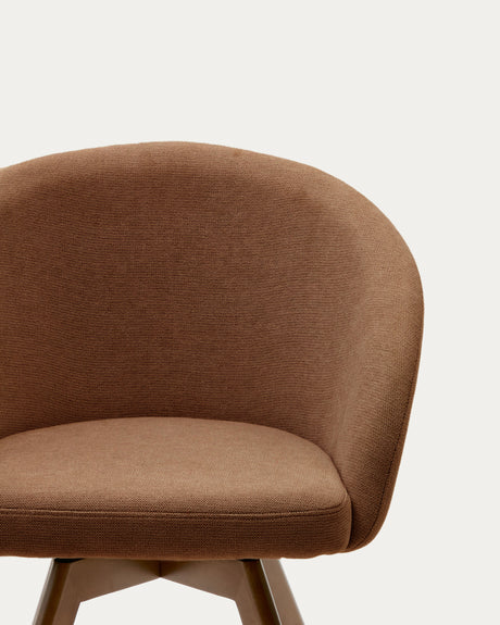 Marvin Drehstuhl mit brauner Chenille Beine aus massiver Buche mit Nussholzfinish FSC 100% - ZEN ZONE Furniture