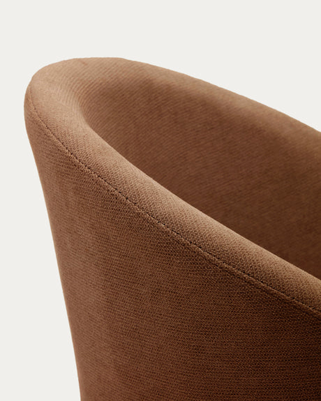 Marvin Drehstuhl mit brauner Chenille Beine aus massiver Buche mit Nussholzfinish FSC 100% - ZEN ZONE Furniture