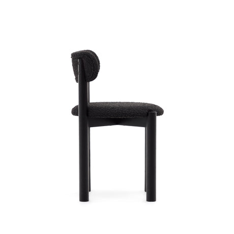 Nebai Stuhl aus schwarzem Bouclé und massivem Eichenholz mit schwarzem Finish - ZEN ZONE Furniture