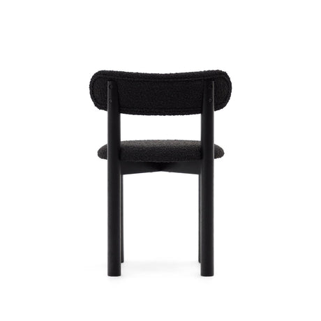 Nebai Stuhl aus schwarzem Bouclé und massivem Eichenholz mit schwarzem Finish - ZEN ZONE