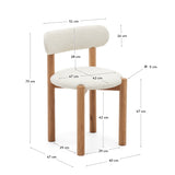 Nebai Stuhl aus weißem Bouclé und massivem Eichenholz mit natürlichem Finish - ZEN ZONE Furniture
