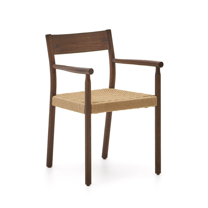 Stuhl Yalia aus massiver Eiche mit Nussbaum-Finish und Sitz aus Seil FSC 100% - ZEN ZONE Furniture