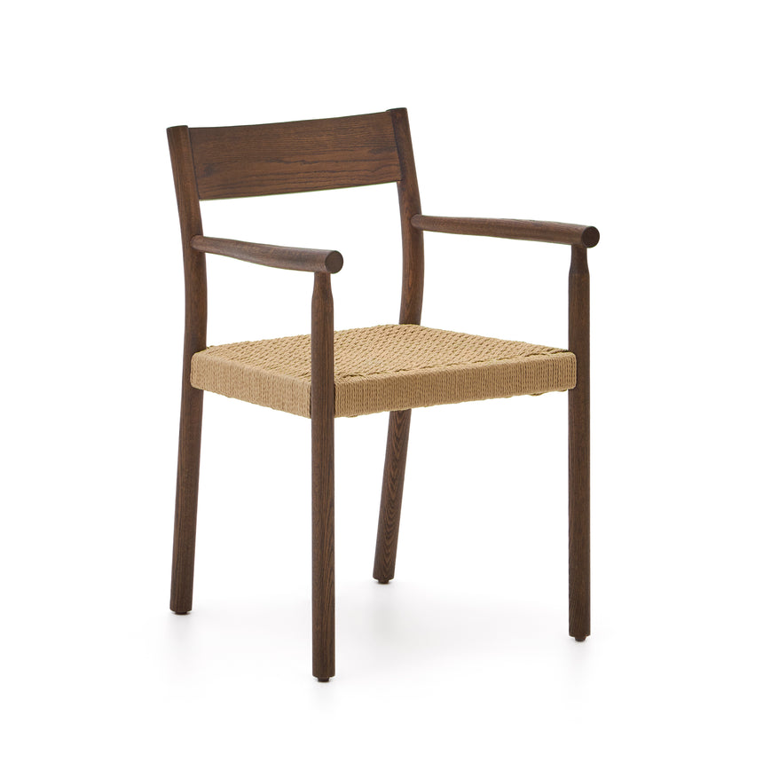 Stuhl Yalia aus massiver Eiche mit Nussbaum-Finish und Sitz aus Seil FSC 100% - ZEN ZONE Furniture