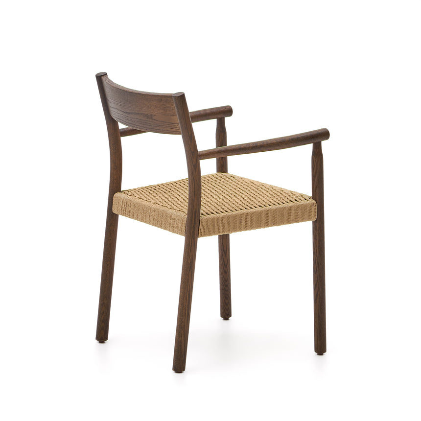 Stuhl Yalia aus massiver Eiche mit Nussbaum-Finish und Sitz aus Seil FSC 100% - ZEN ZONE Furniture