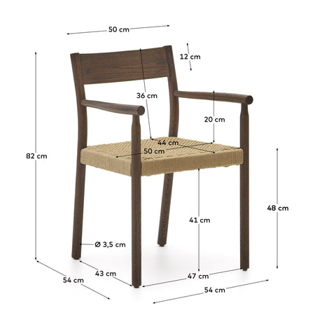 Stuhl Yalia aus massiver Eiche mit Nussbaum-Finish und Sitz aus Seil FSC 100% - ZEN ZONE Furniture