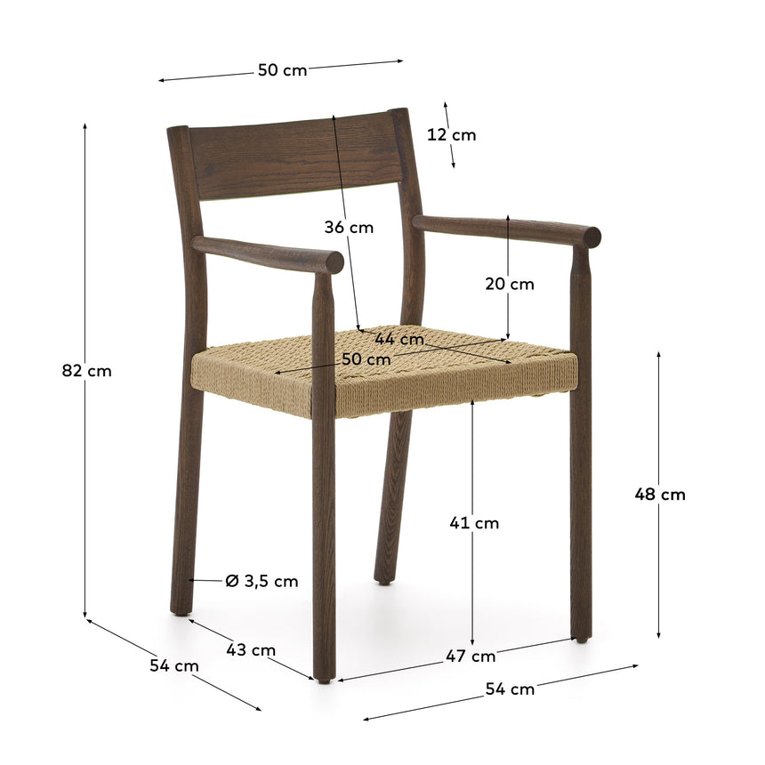 Stuhl Yalia aus massiver Eiche mit Nussbaum-Finish und Sitz aus Seil FSC 100% - ZEN ZONE Furniture