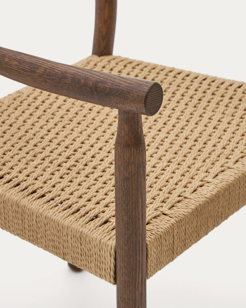 Stuhl Yalia aus massiver Eiche mit Nussbaum-Finish und Sitz aus Seil FSC 100% - ZEN ZONE Furniture