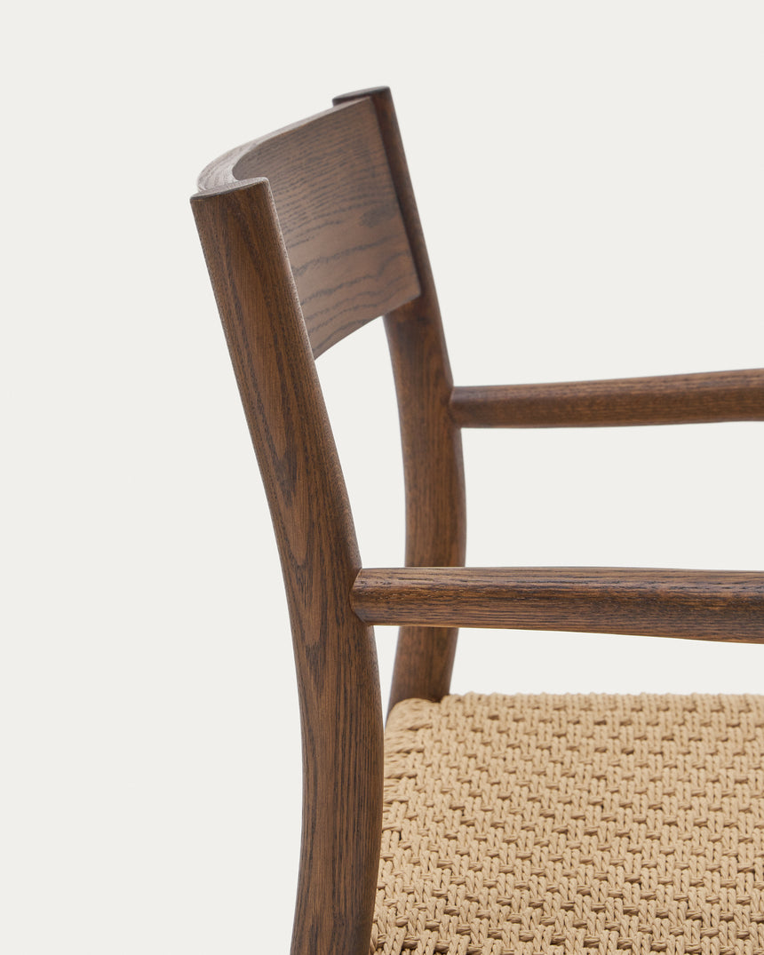 Stuhl Yalia aus massiver Eiche mit Nussbaum-Finish und Sitz aus Seil FSC 100% - ZEN ZONE Furniture