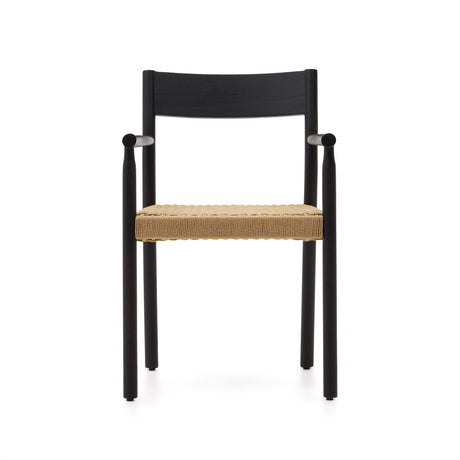 Stuhl Yalia aus massiver Eiche mit schwarzem Finish und Sitz aus Seil FSC 100% - ZEN ZONE Furniture