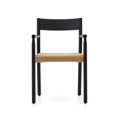Stuhl Yalia aus massiver Eiche mit schwarzem Finish und Sitz aus Seil FSC 100% - ZEN ZONE Furniture