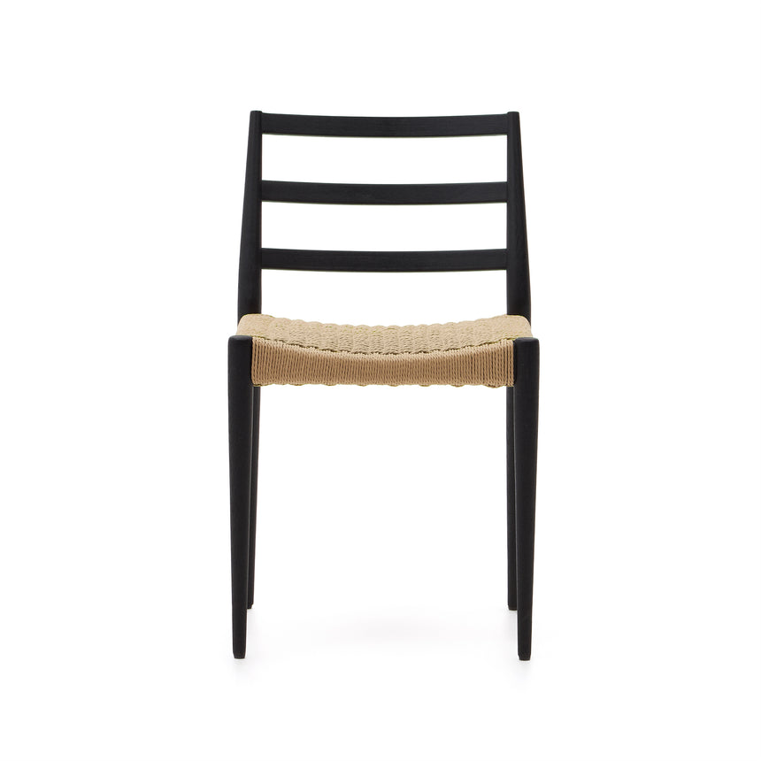 Analy Stuhl aus massiver Eiche mit schwarzem Finish und Sitz aus Seil FSC 100% - ZEN ZONE Furniture