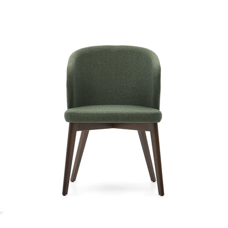 Darice Stuhl aus grüner Chenille und massivem Buchenholz 100% FSC mit Nussbaum-Finish - ZEN ZONE Furniture