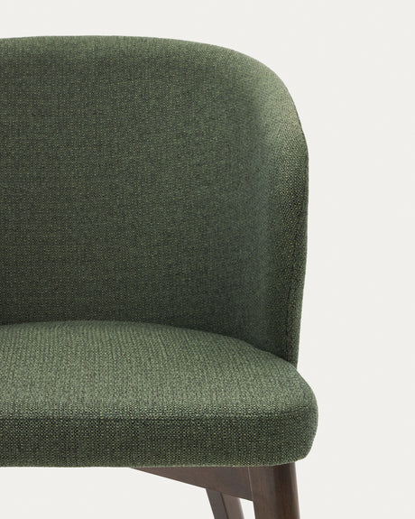 Darice Stuhl aus grüner Chenille und massivem Buchenholz 100% FSC mit Nussbaum-Finish - ZEN ZONE Furniture
