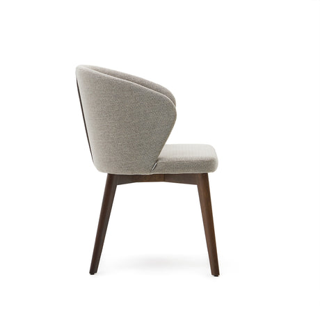 Darice Stuhl aus brauner Chenille und massivem Buchenholz 100% FSC mit Nussbaum-Finish - ZEN ZONE Furniture