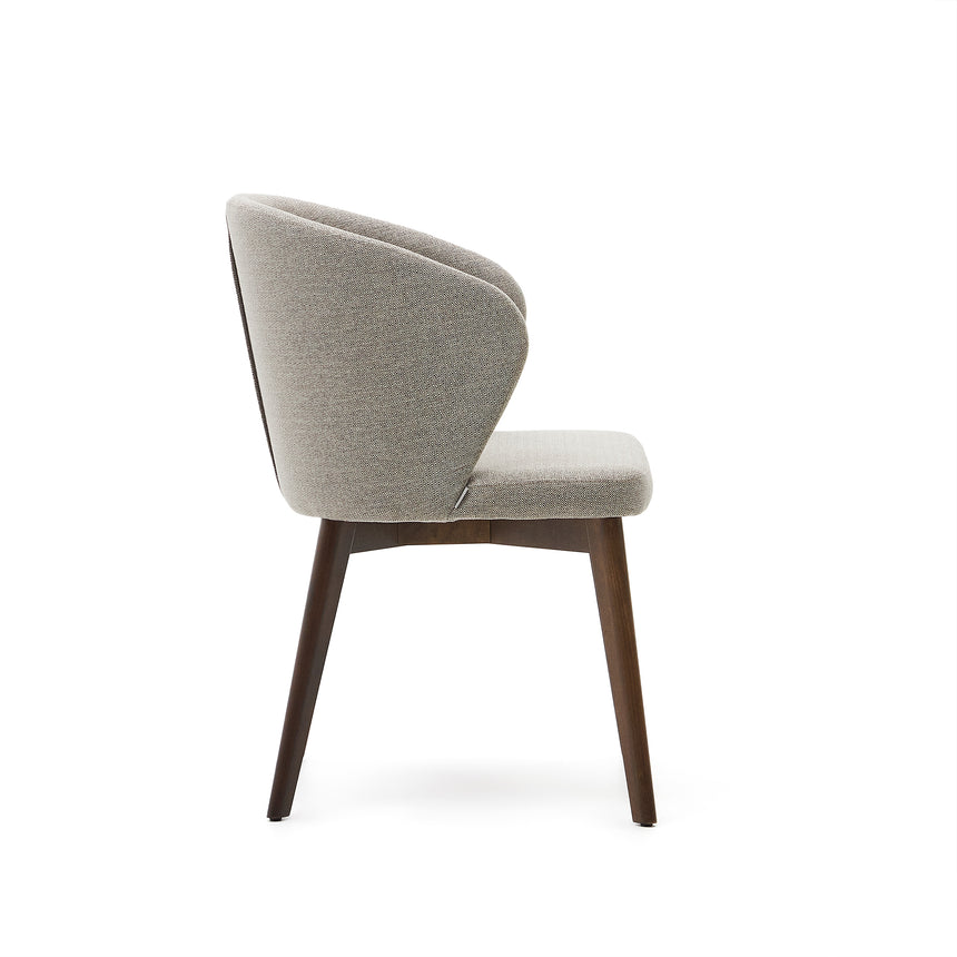 Darice Stuhl aus brauner Chenille und massivem Buchenholz 100% FSC mit Nussbaum-Finish - ZEN ZONE Furniture