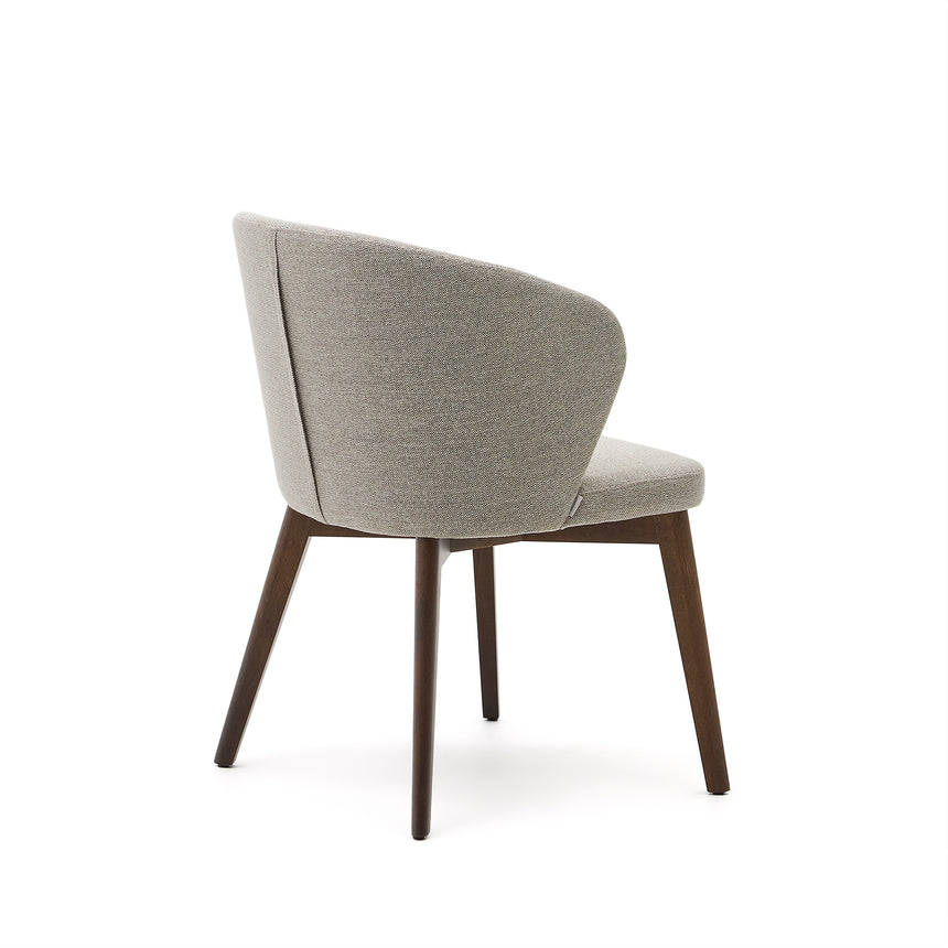 Darice Stuhl aus brauner Chenille und massivem Buchenholz 100% FSC mit Nussbaum-Finish - ZEN ZONE Furniture