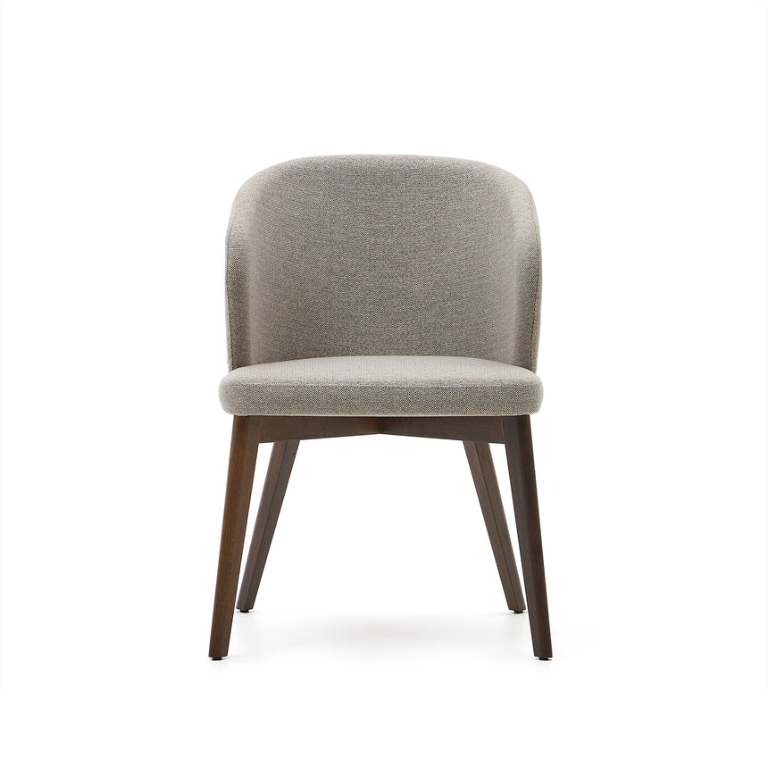 Darice Stuhl aus brauner Chenille und massivem Buchenholz 100% FSC mit Nussbaum-Finish - ZEN ZONE Furniture