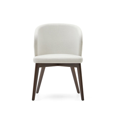 Darice Stuhl aus beigefarbener Chenille und massivem Buchenholz 100% FSC mit Nussbaum-Fini - ZEN ZONE Furniture