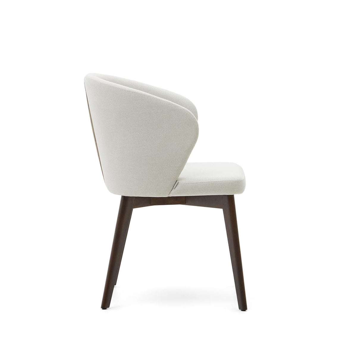 Darice Stuhl aus beigefarbener Chenille und massivem Buchenholz 100% FSC mit Nussbaum-Fini - ZEN ZONE