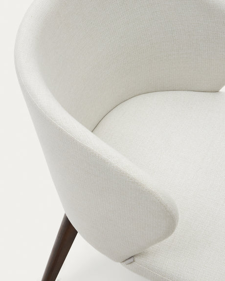 Darice Stuhl aus beigefarbener Chenille und massivem Buchenholz 100% FSC mit Nussbaum-Fini - ZEN ZONE Furniture
